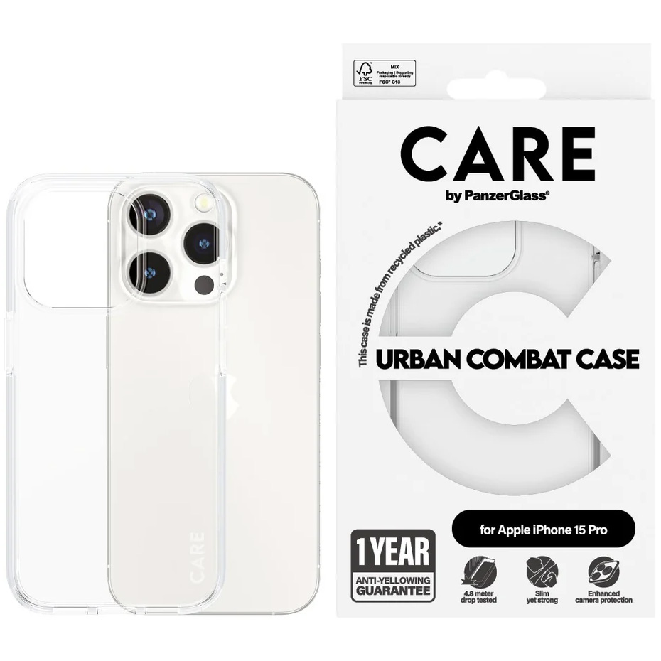 Etui CARE by PanzerGlass Urban Combat Case do iPhone 15 Pro, przezroczyste